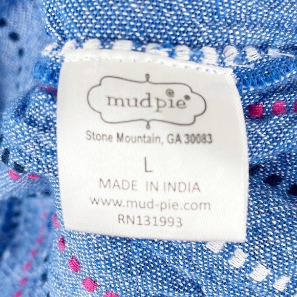 Mudpie Blue Desi Off-The-Shoulder Smocked Dress in Blue Chambray - Picture 8 of 9